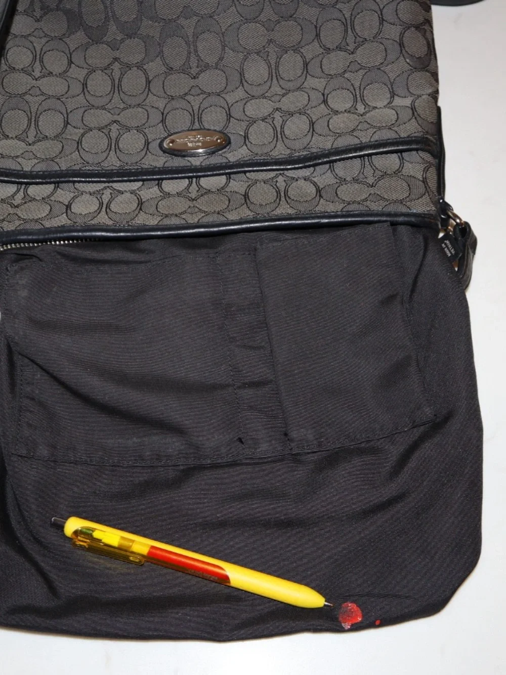 Coach Black and Brown Signature Shoulder Bag